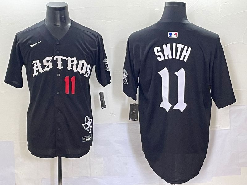 Men 2025 Houston Astros #11 Smith Black Seven generations Joint Name Nike MLB Jersey style 7044->houston astros->MLB Jersey